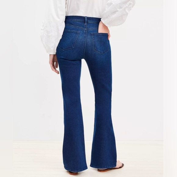 LOFT High Rise Slim Flare Jeans in Dark Wash - Picture 4 of 7